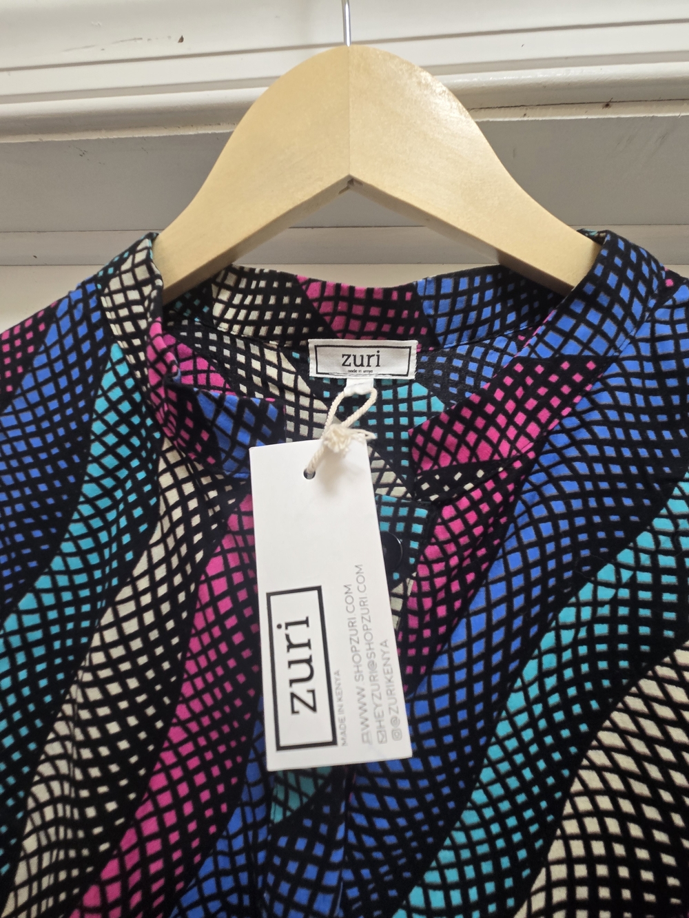 Multicolor Wave-Print Midi Dress - Vibrant Teal, Blue & Pink - Picture 3 of 4
